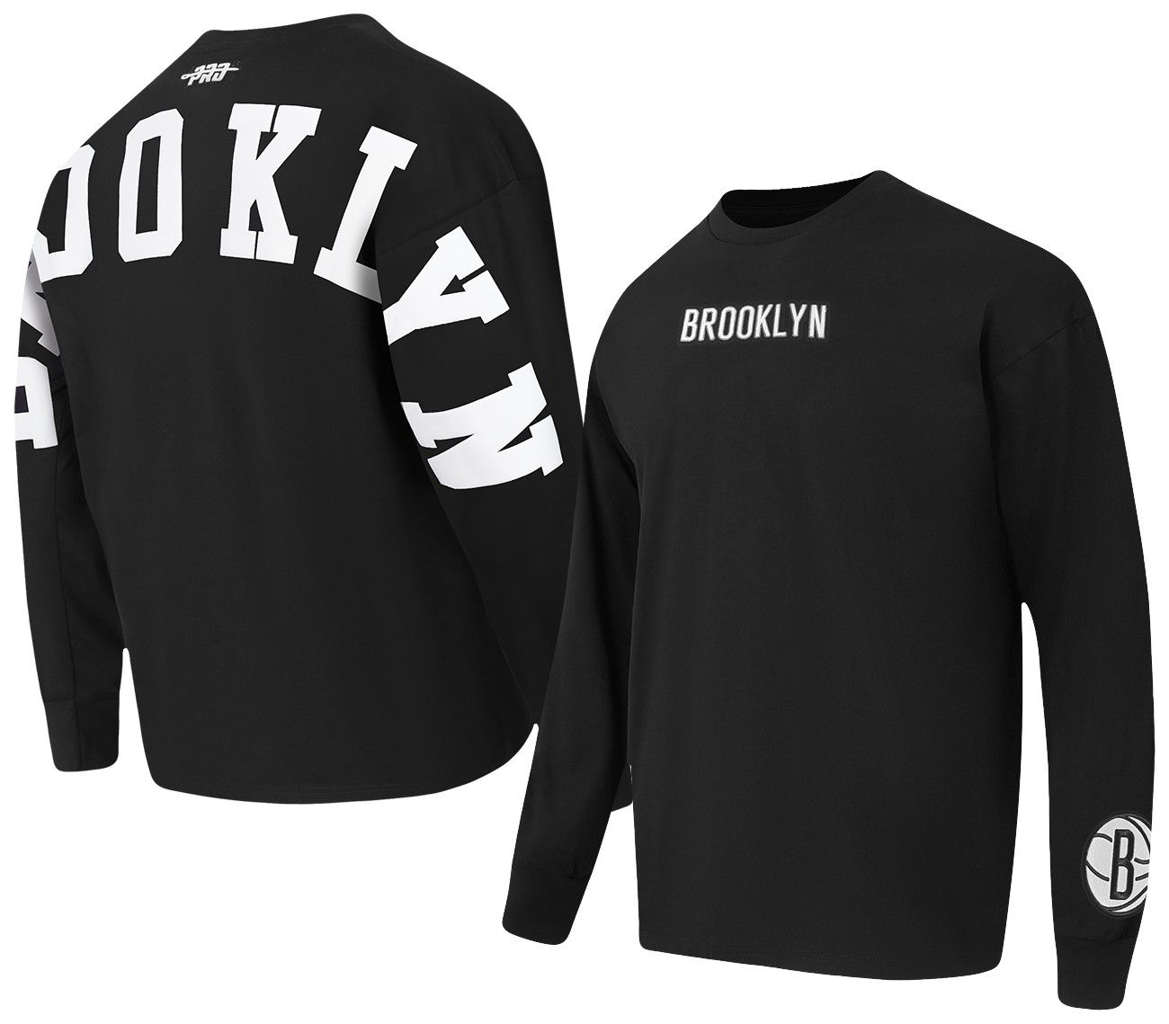 Pro Standard Men's Brooklyn Nets Black Wingspan Drop Shoulder Long Sleeve T-Shirt