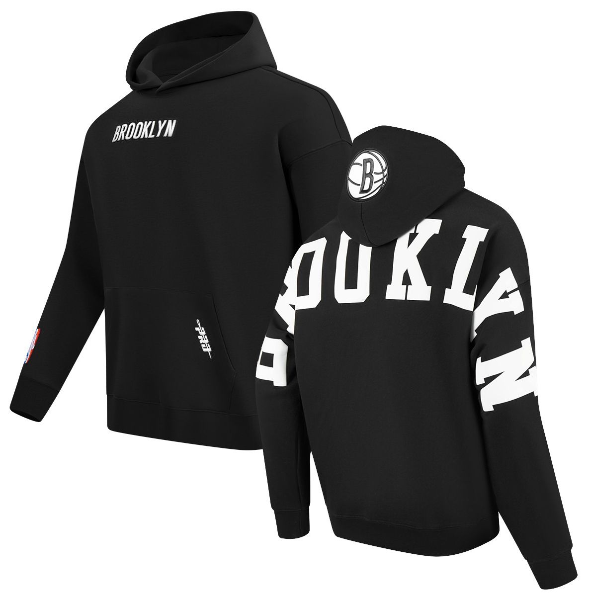 Pro Standard Men's Brooklyn Nets Black Wingspan Drop Shoulder Hoodie