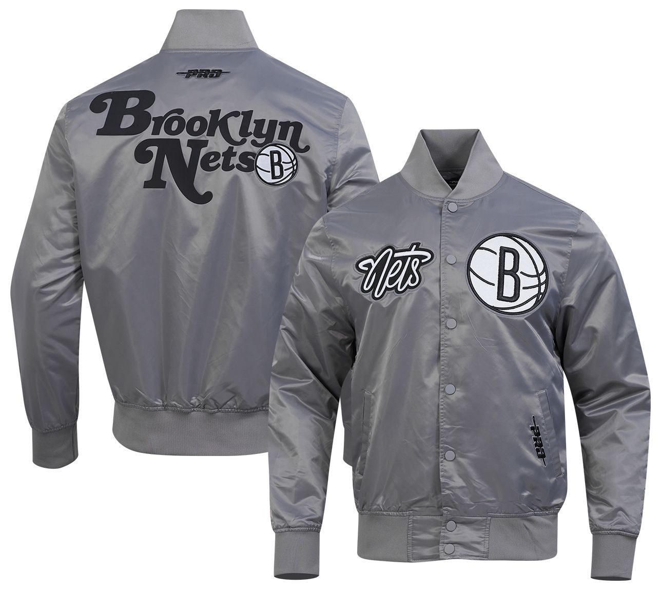 Pro Standard Men's Brooklyn Nets Grey Souvenir Satin Jacket