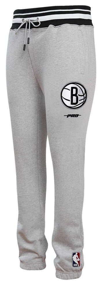 Pro Standard Men's Brooklyn Nets Gray Script Tail Rib Fleece Sweatpants