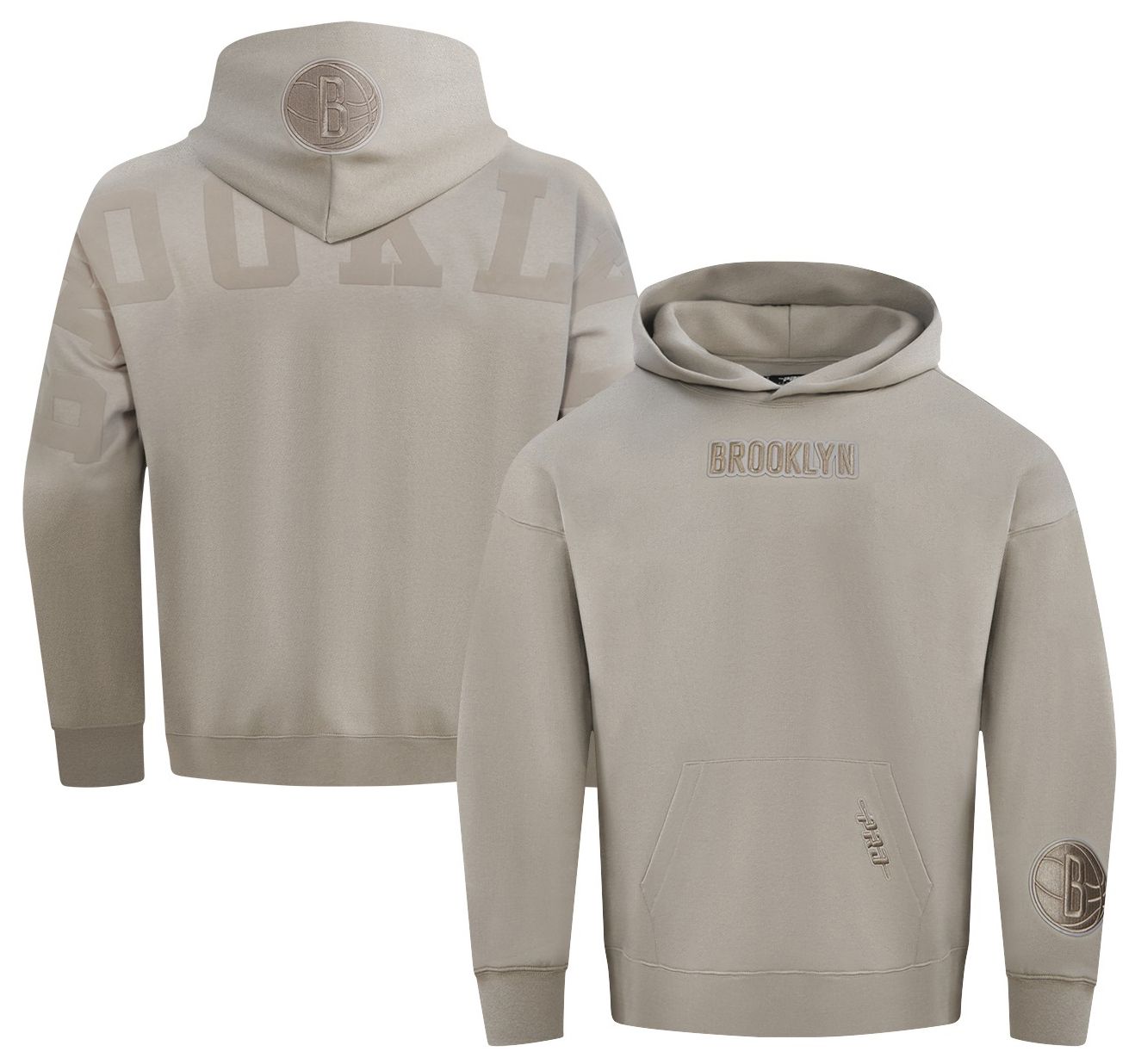 Pro Standard Men's Brooklyn Nets Taupe Wingspan Drop Shoulder Hoodie