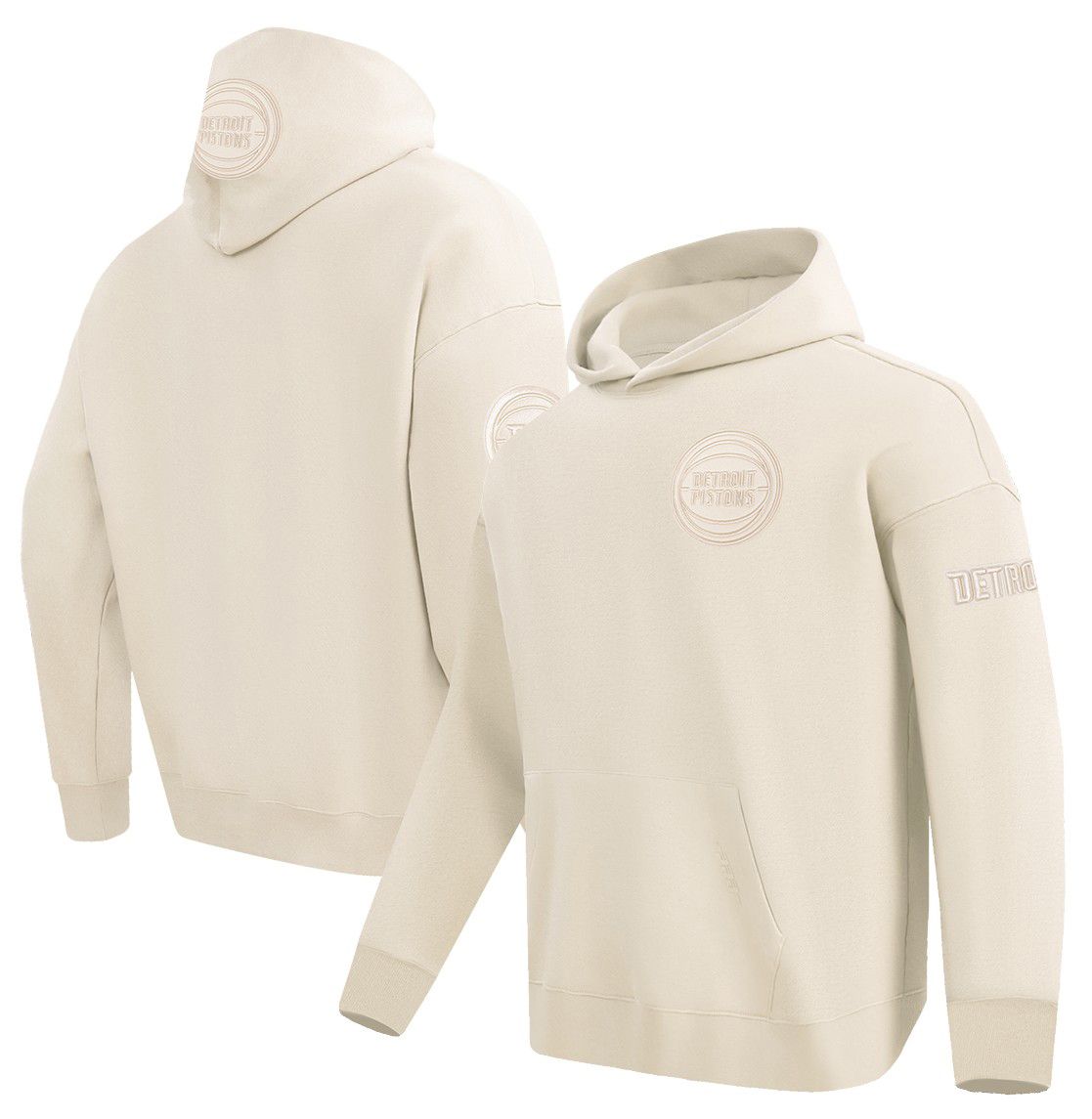 Pro Standard Men's Detroit Pistons Off White Neutral Drop Fleece Hoodie