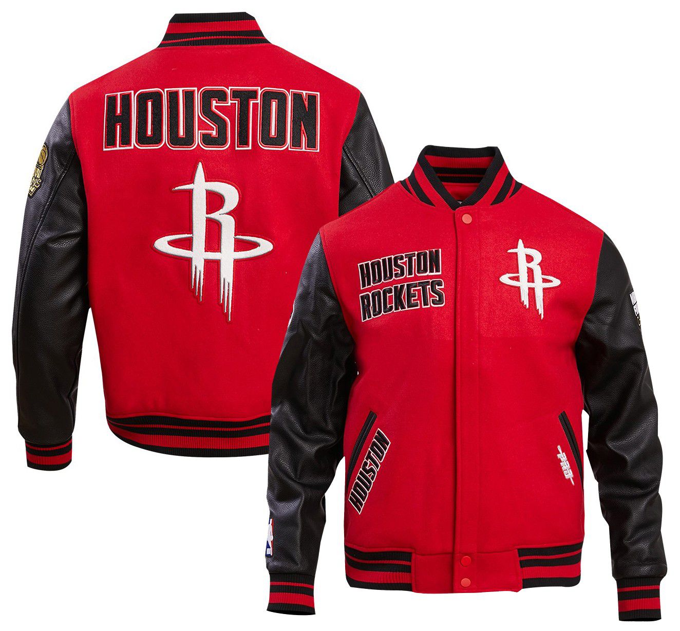 Pro Standard Men's Houston Rockets Red Classic Rib Wool Varsity Jacket