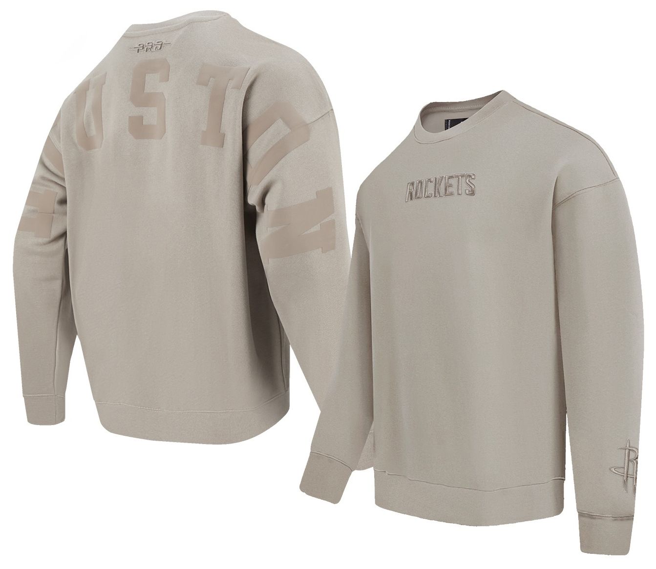 Pro Standard Men's Houston Rockets Taupe Wing Span Drop Fleece Crew Sweatshirt