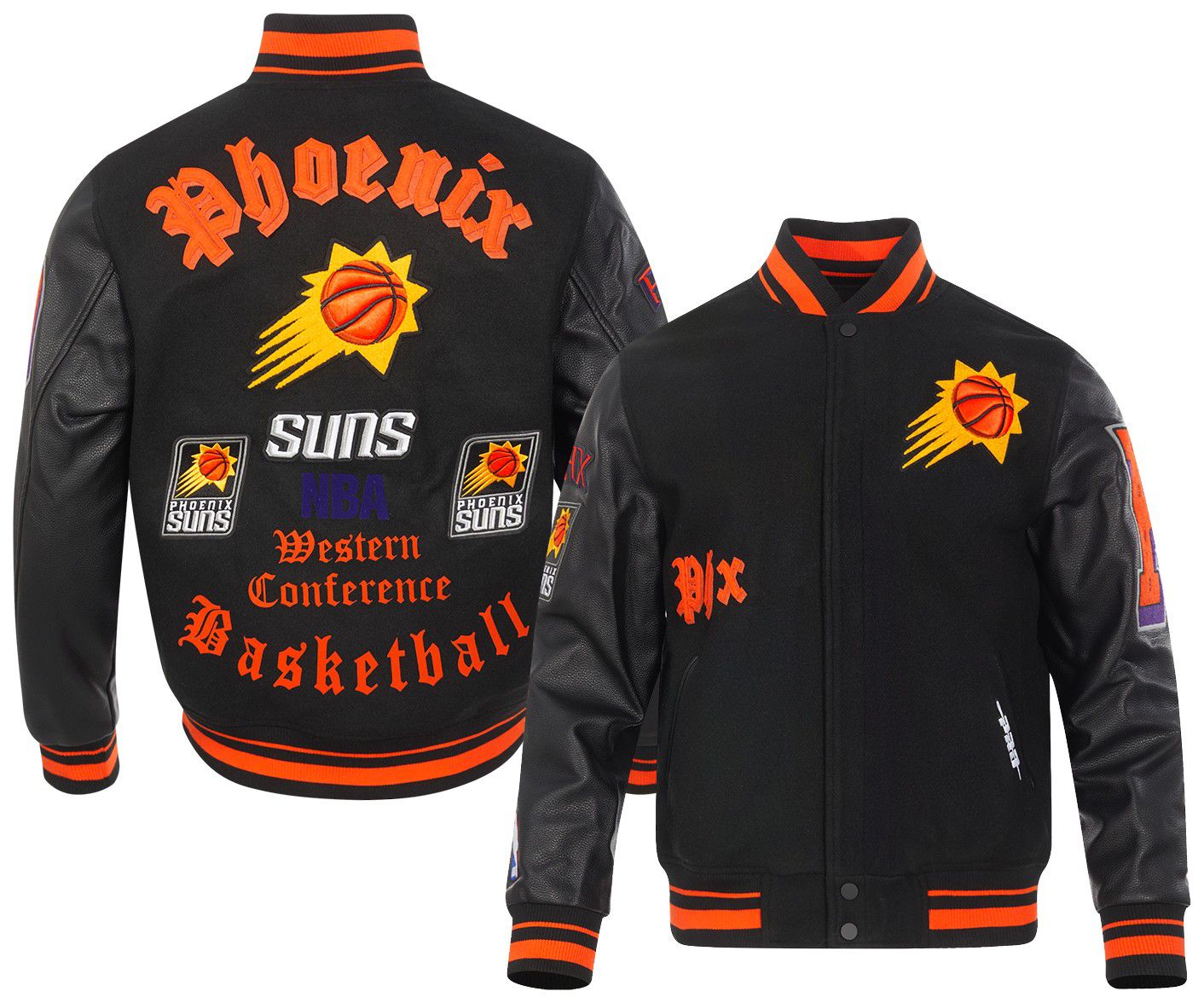Pro Standard Men's Phoenix Suns Black Old English Rib Wool Varsity Jacket