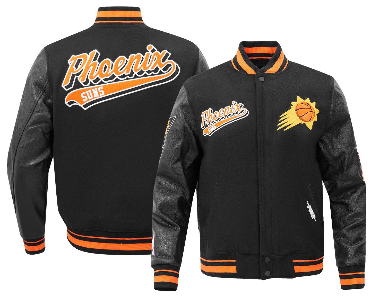 Pro Standard Men's Phoenix Suns Black Script Tail Rib Wool Varsity Jacket