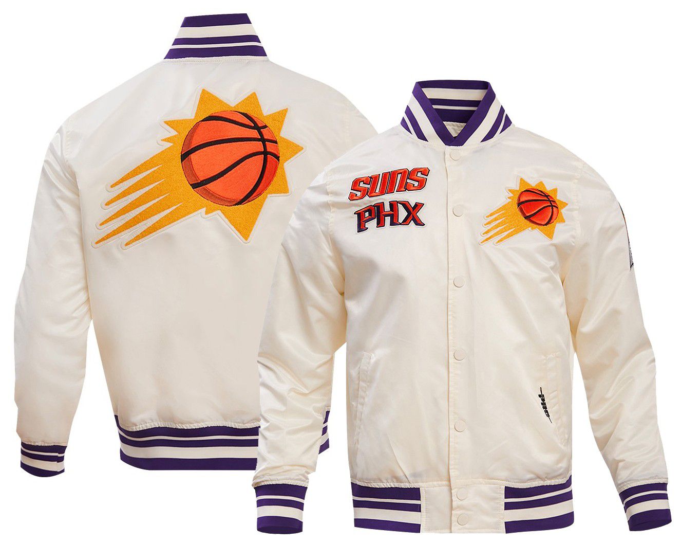 Pro Standard Men's Phoenix Suns Off White  Retro Classic Rib Satin Jacket