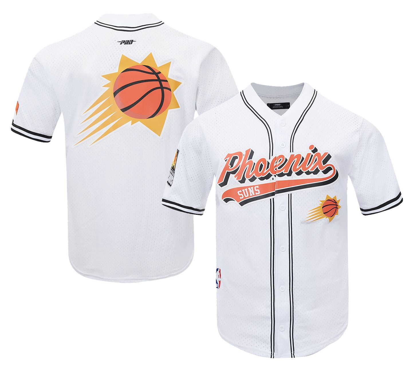 Pro Standard Men's Phoenix Suns White Script Tail Mesh Button Down Shirt