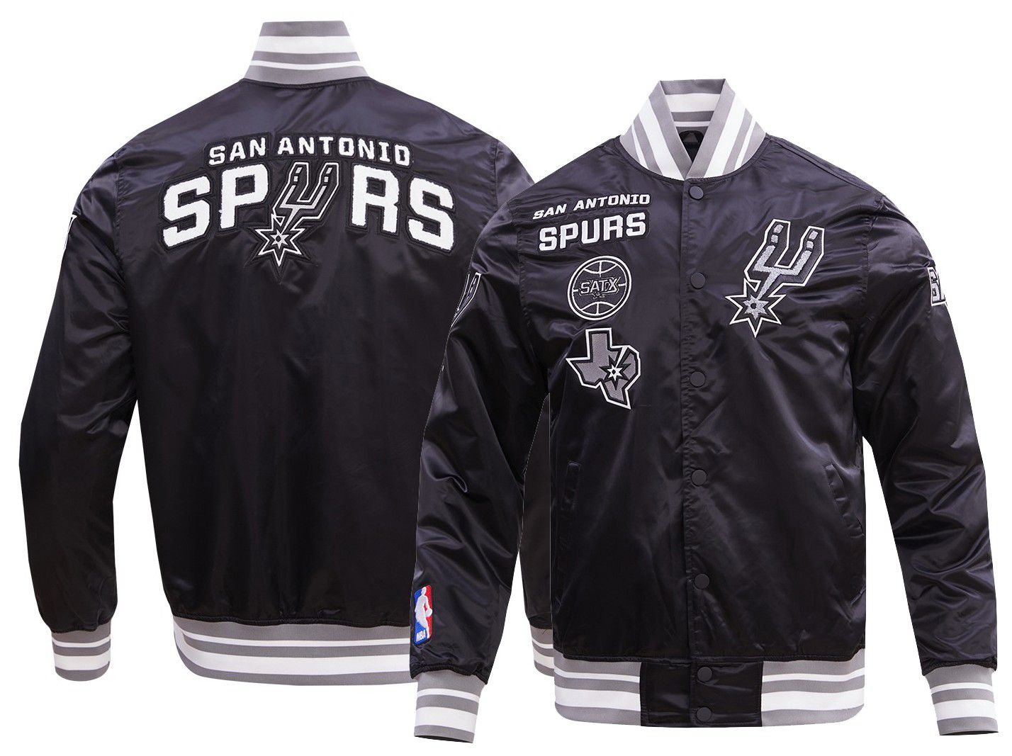 Pro Standard Men's San Antonio Spurs Black  Retro Classic Rib Satin Jacket