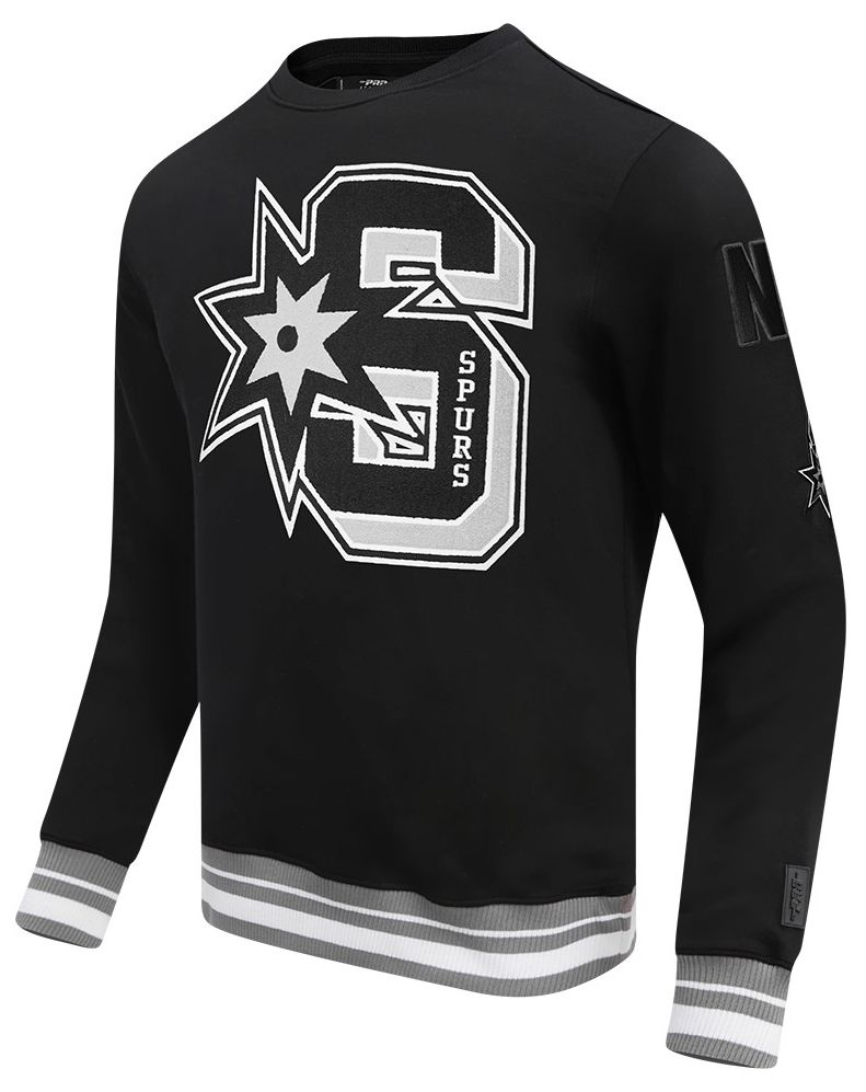 Pro Standard Men's San Antonio Spurs Black Mash Up Rib Fleece Crewneck Sweatshirt