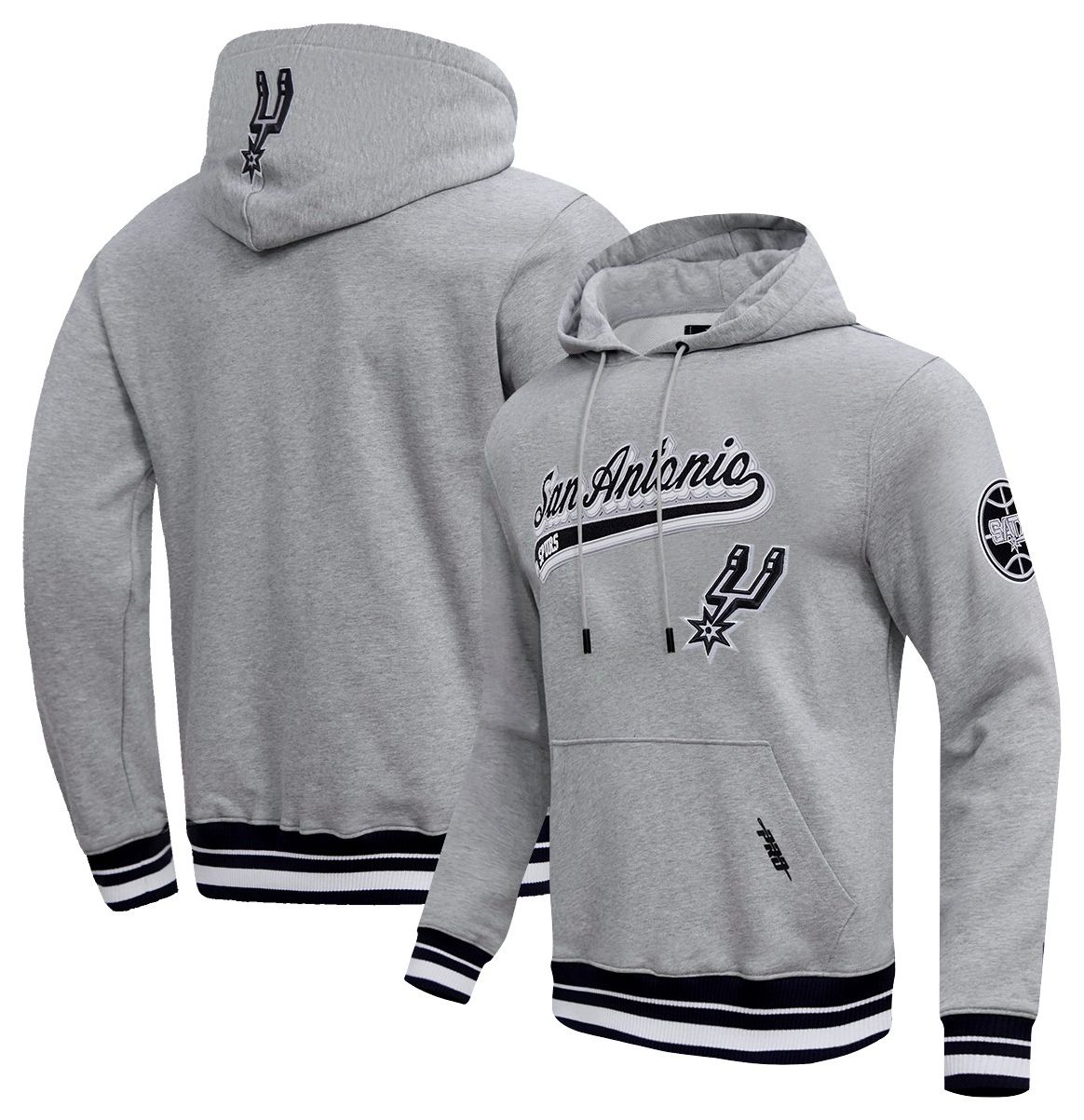 Pro Standard Men's San Antonio Spurs Grey Script Tail Fleece Pullover Hoodie