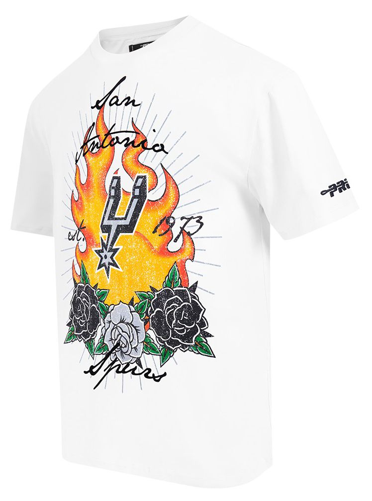 Pro Standard Men's San Antonio Spurs White Fire And Roses Washed T-Shirt