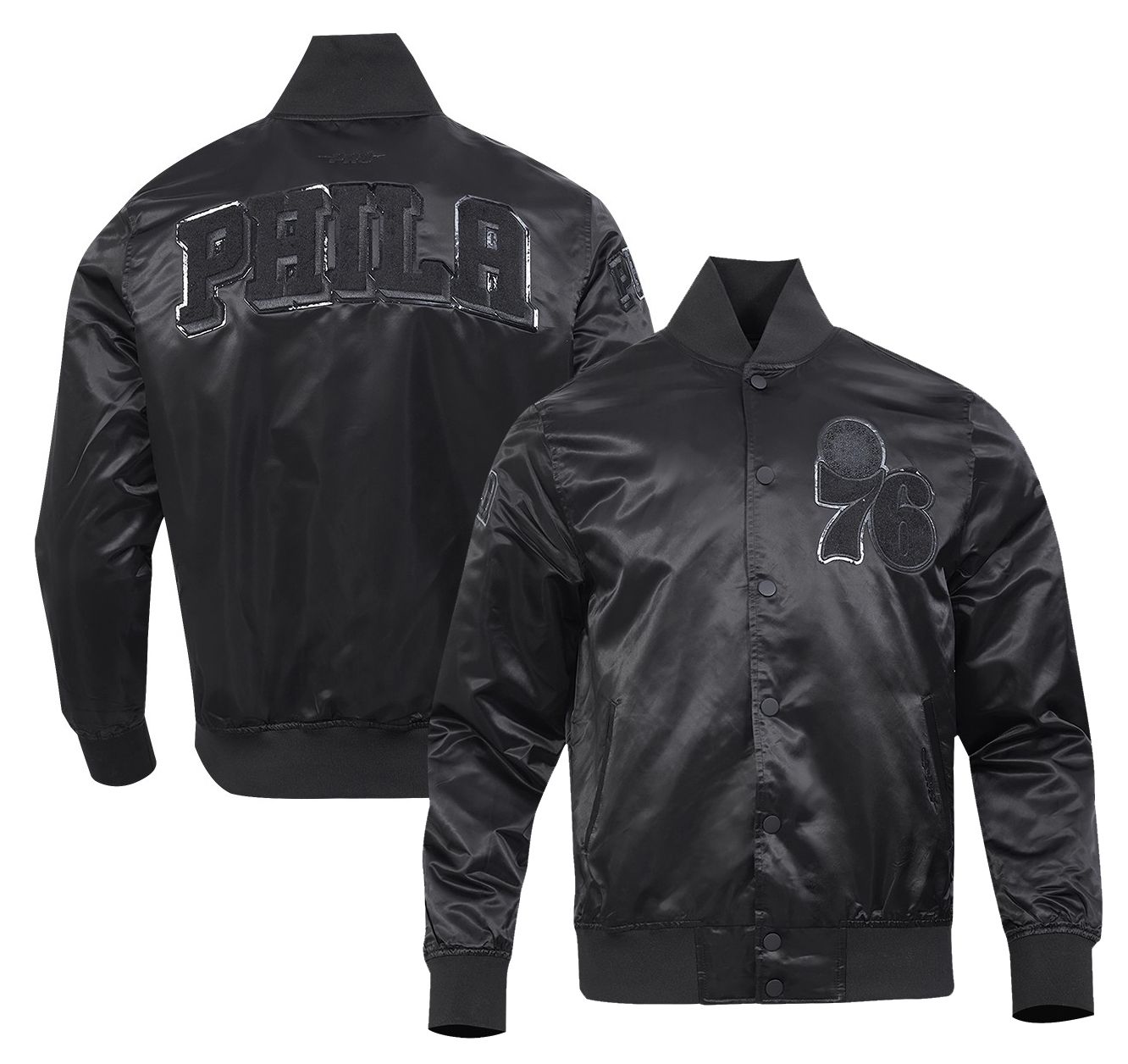 Pro Standard Men's Philadelphia 76ers Triple Black Classic Satin Jacket