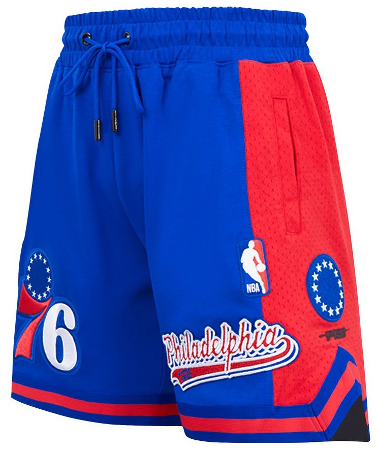 Pro Standard Men's Philadelphia 76ers Blue Script Tail Fleece Shorts