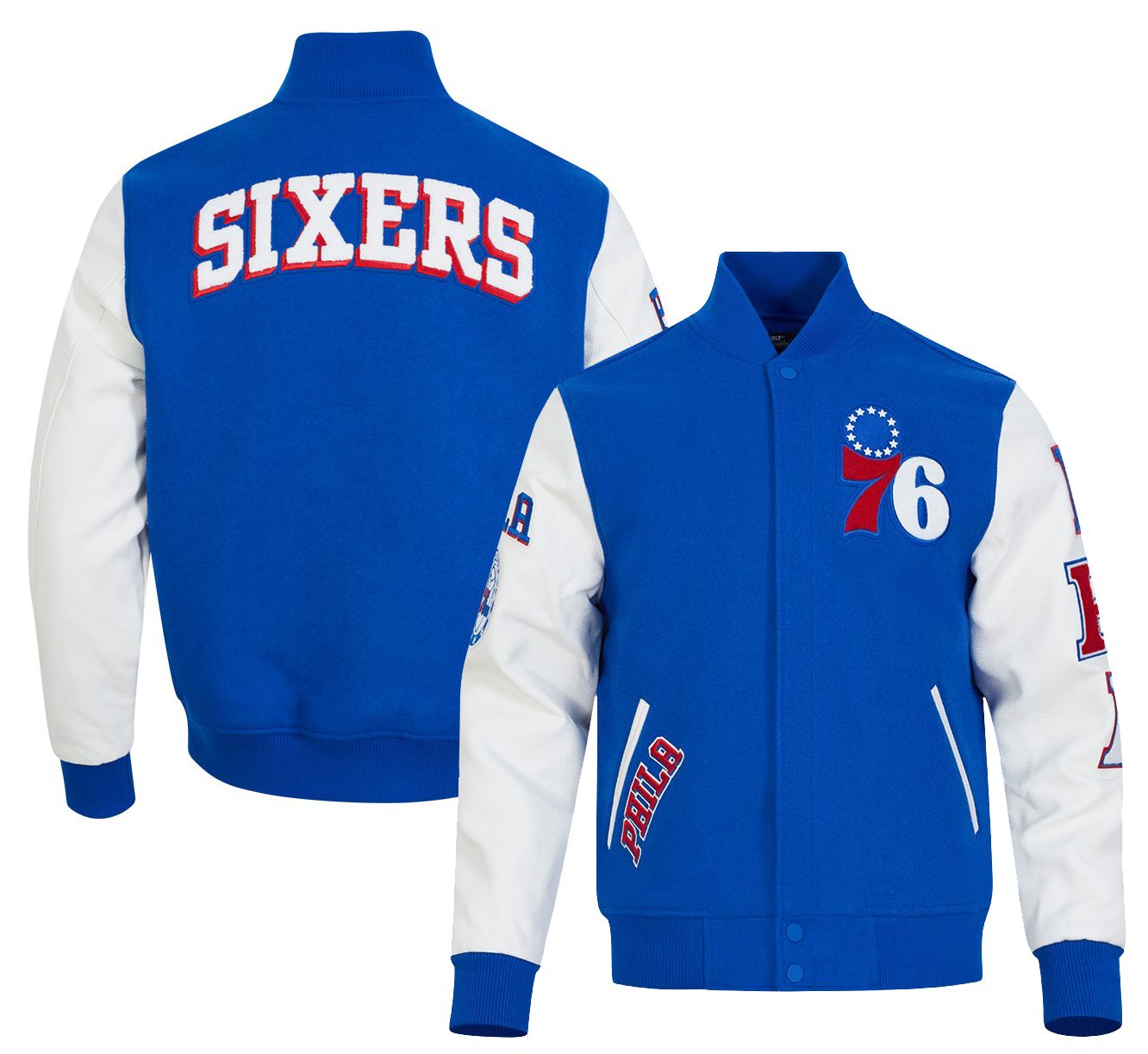 Pro Standard Men's Philadelphia 76ers Royal Classic Wool Varsity Jacket