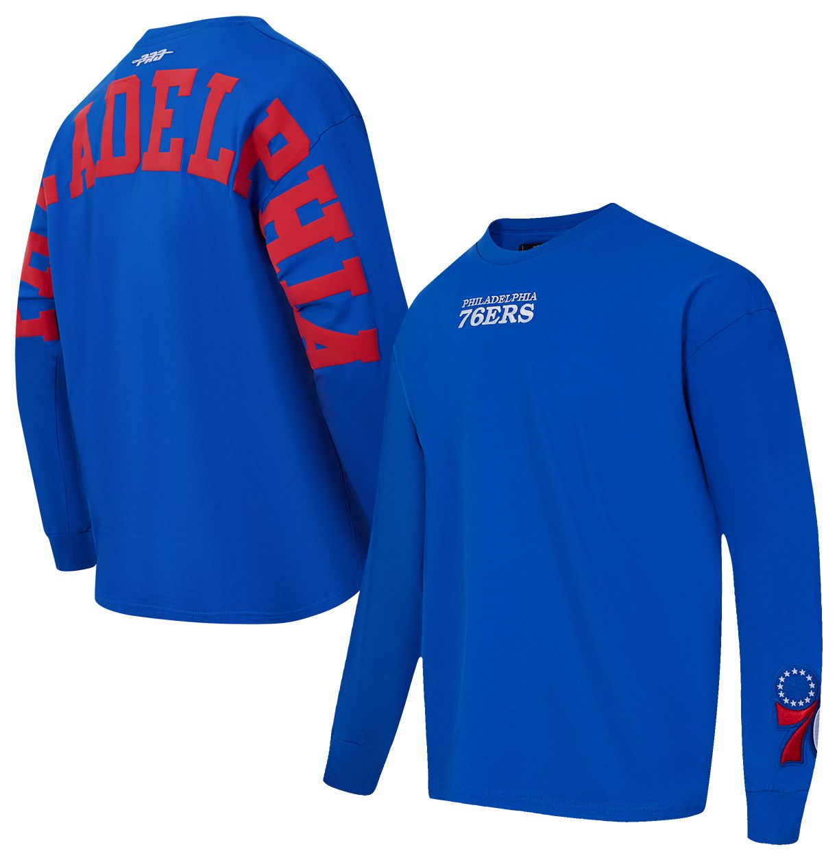 Pro Standard Men's Philadelphia 76ers Royal Wingspan Drop Shoulder Long Sleeve T-Shirt