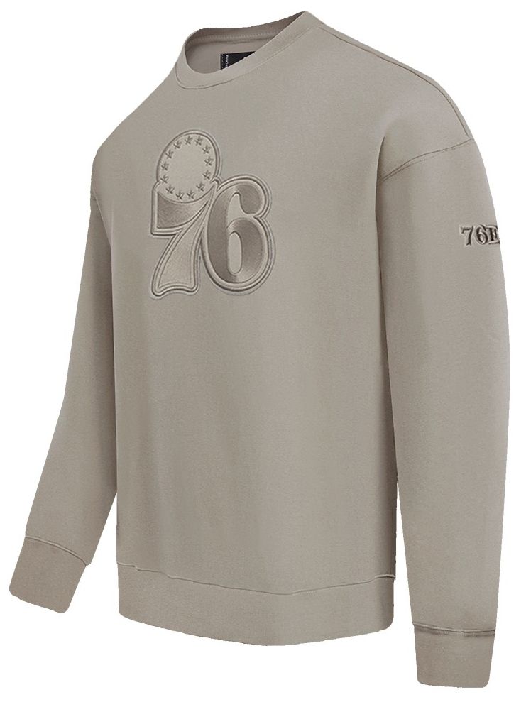 Pro Standard Men's Philadelphia 76ers Taupe Neutral Drop Fleece Crew Sweatshirt