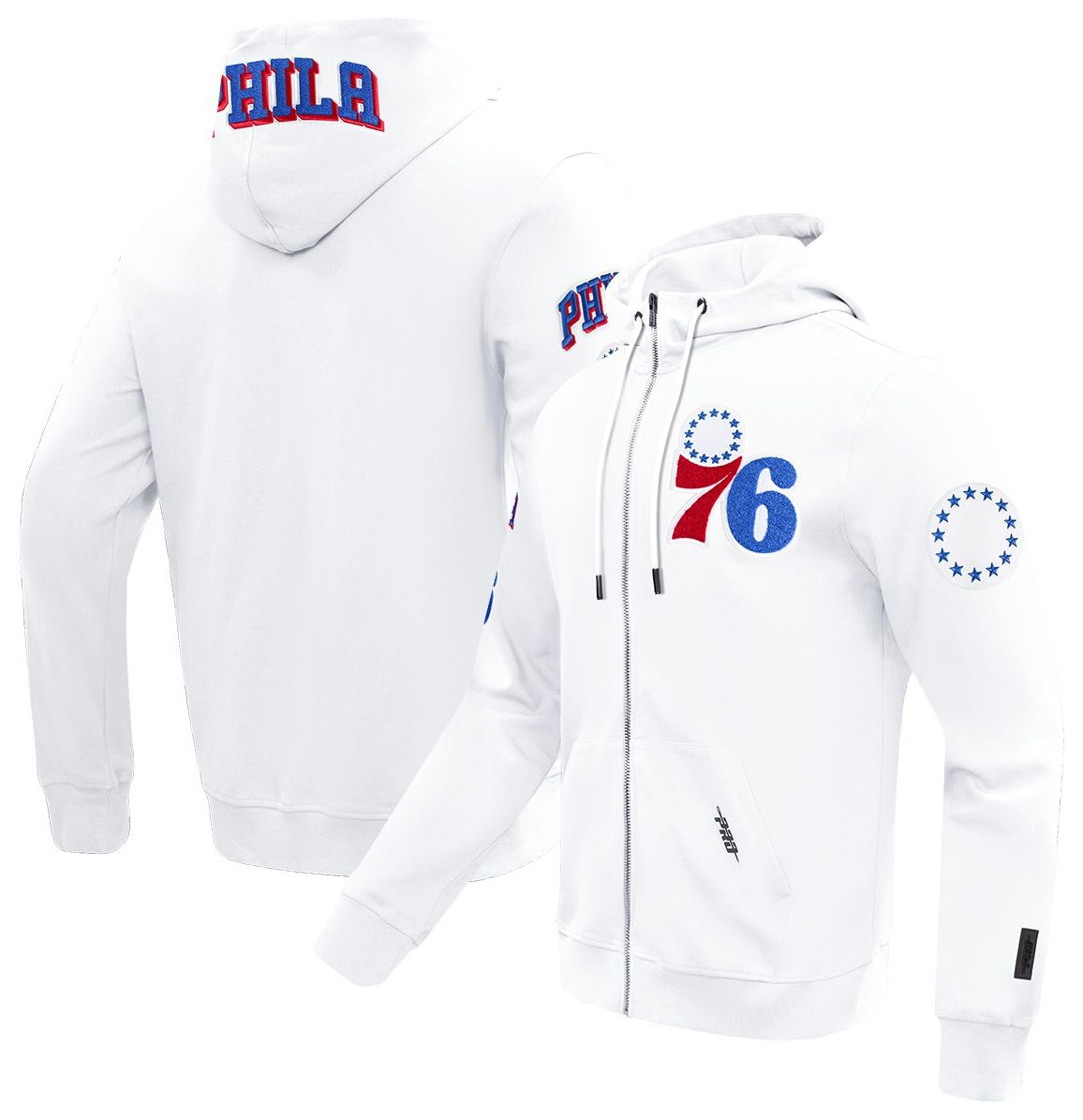 Pro Standard Men's Philadelphia 76ers White Classic Chenille Full Zip Hoodie