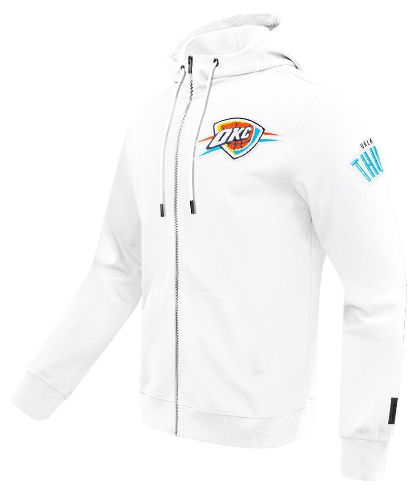 Pro Standard Men's Oklahoma City Thunder White Classic Chenille Full-Zip Hoodie