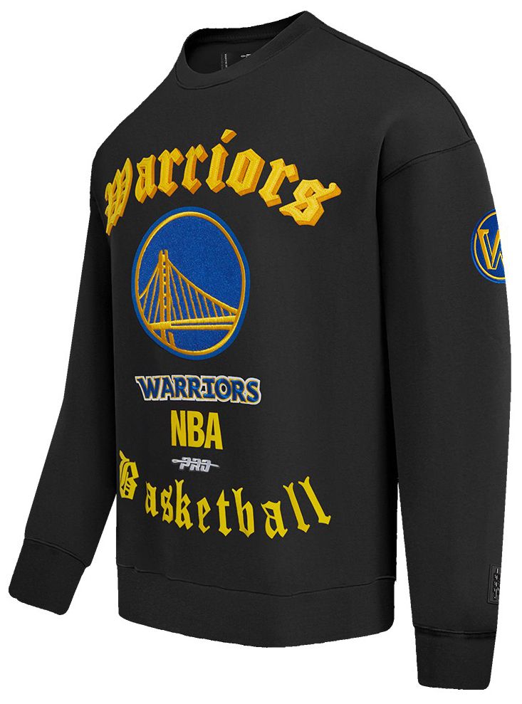 Pro Standard Men's Golden State Warriors Black Old English Fleece Crew Neck Sweatshirt