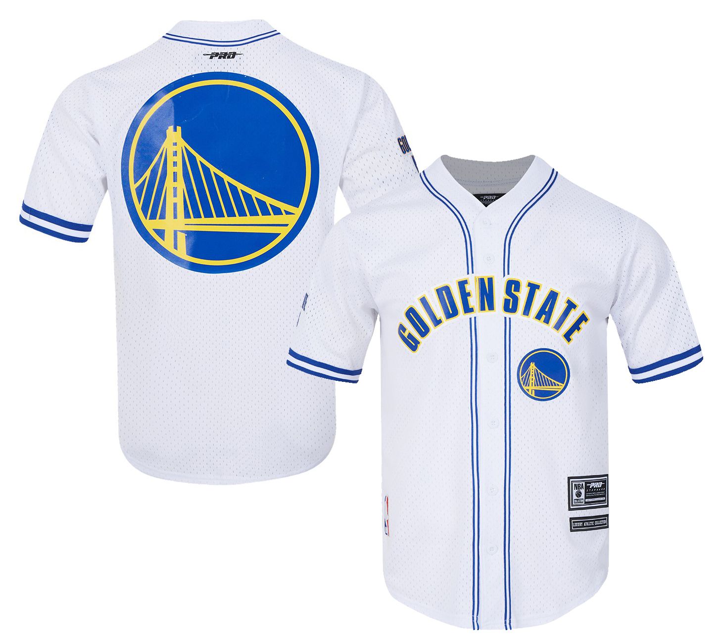Pro Standard Men's Golden State Warriors White Classic Mesh Button Down Shirt