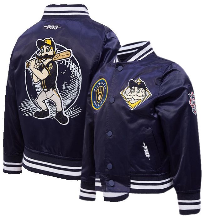 Pro Standard Toddler Milwaukee Brewers Navy Satin Jacket