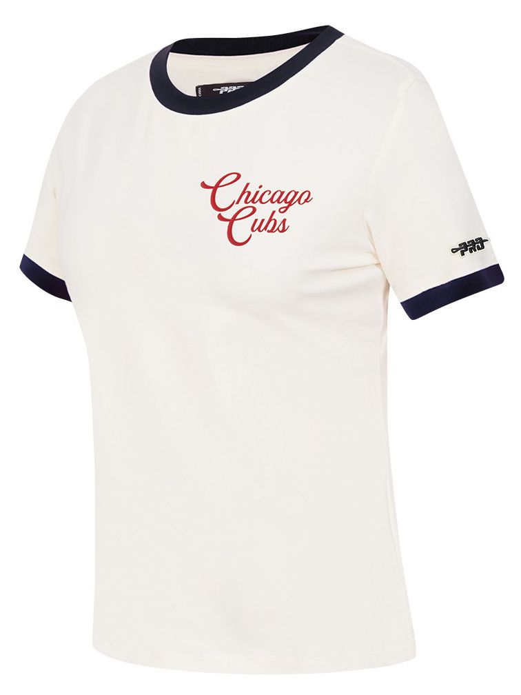 Pro Standard Women's Chicago Cubs Cream Ringer Souvenir T-Shirt