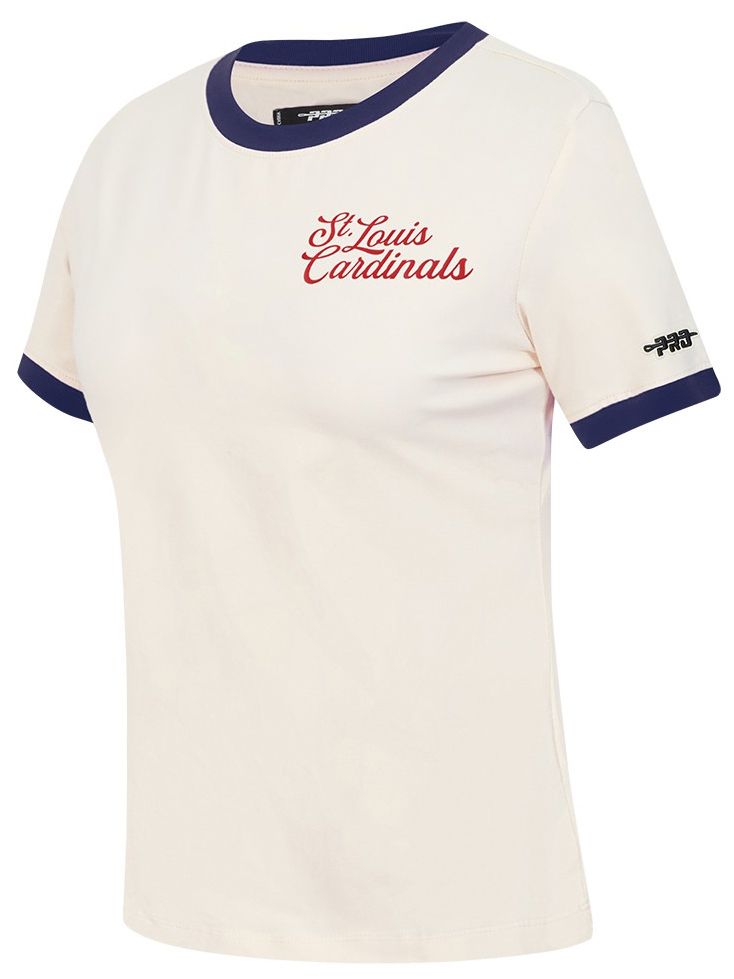 Pro Standard Women's St. Louis Cardinals Cream Ringer Souvenir T-Shirt
