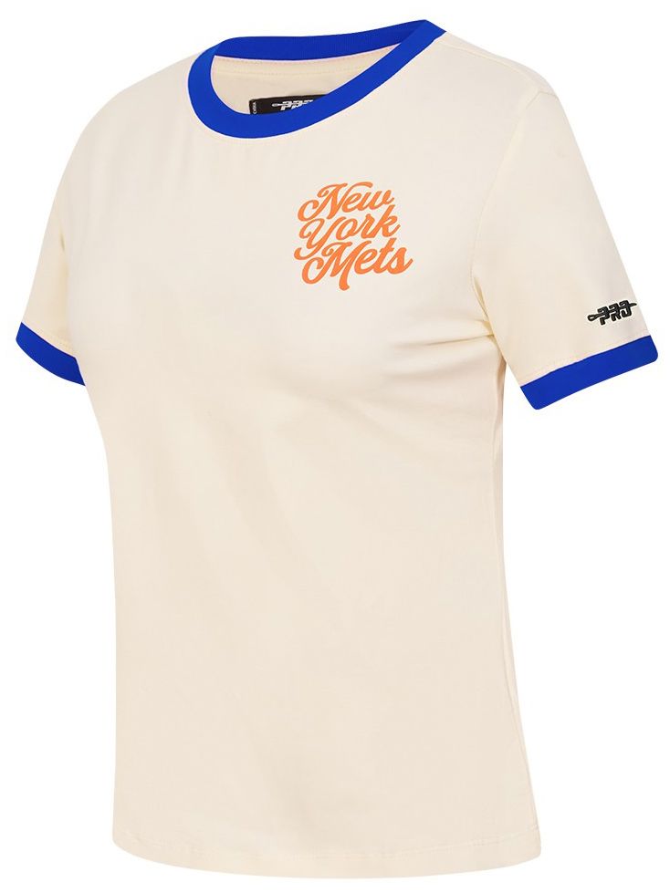 Pro Standard Women's New York Mets Cream Ringer Souvenir T-Shirt