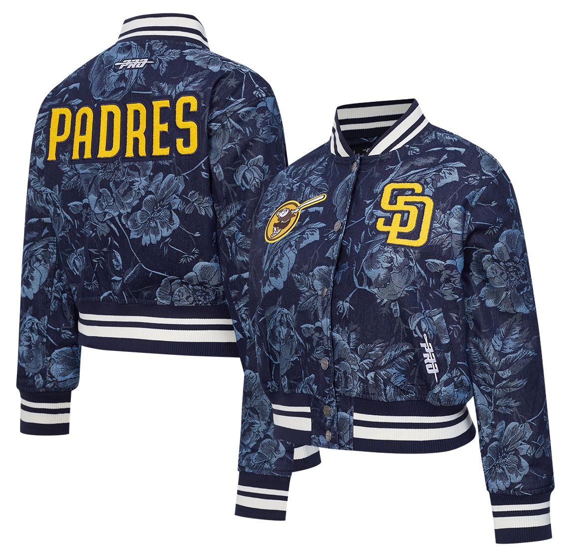 Pro Standard Women's San Diego Padres Blue Denim Cropped Floral Jacket