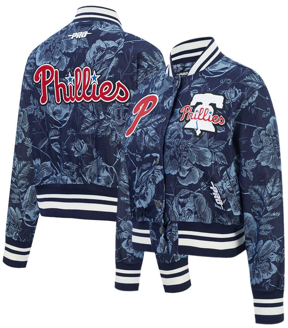 Pro Standard Women's Philadelphia Phillies Blue Denim Cropped Floral Jacket