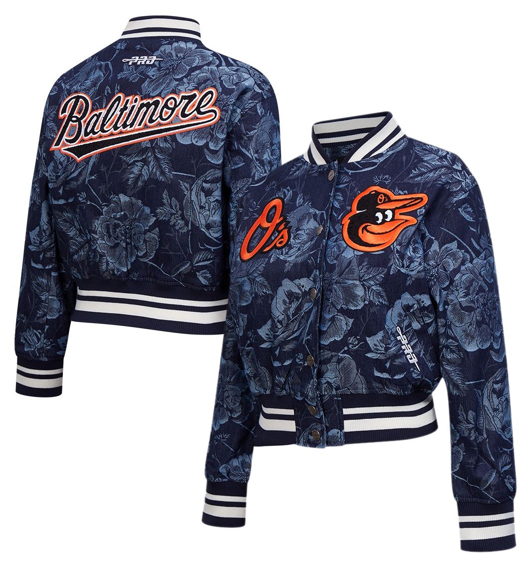 Pro Standard Women's Baltimore Orioles Blue Denim Cropped Floral Jacket