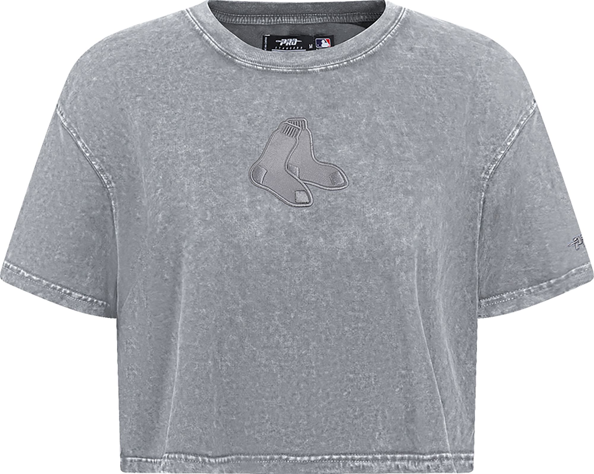 Pro Standard Women's Boston Red Sox Gray Crystalline Enzyme Boxy Short Sleeve T-Shirt