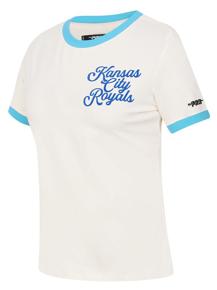 Pro Standard Women's Kansas City Royals Cream Ringer Souvenir T-Shirt