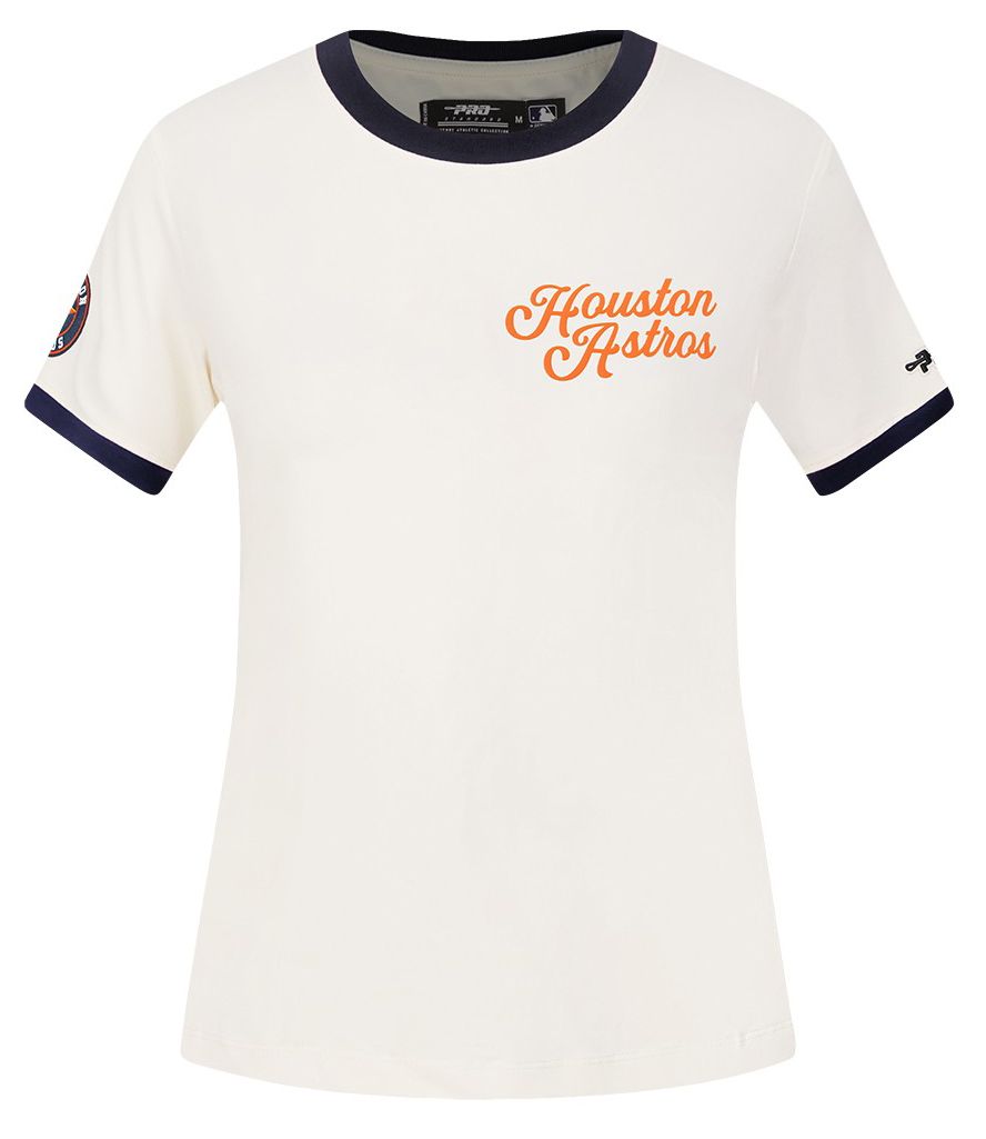 Pro Standard Women's Houston Astros Cream Ringer Souvenir T-Shirt