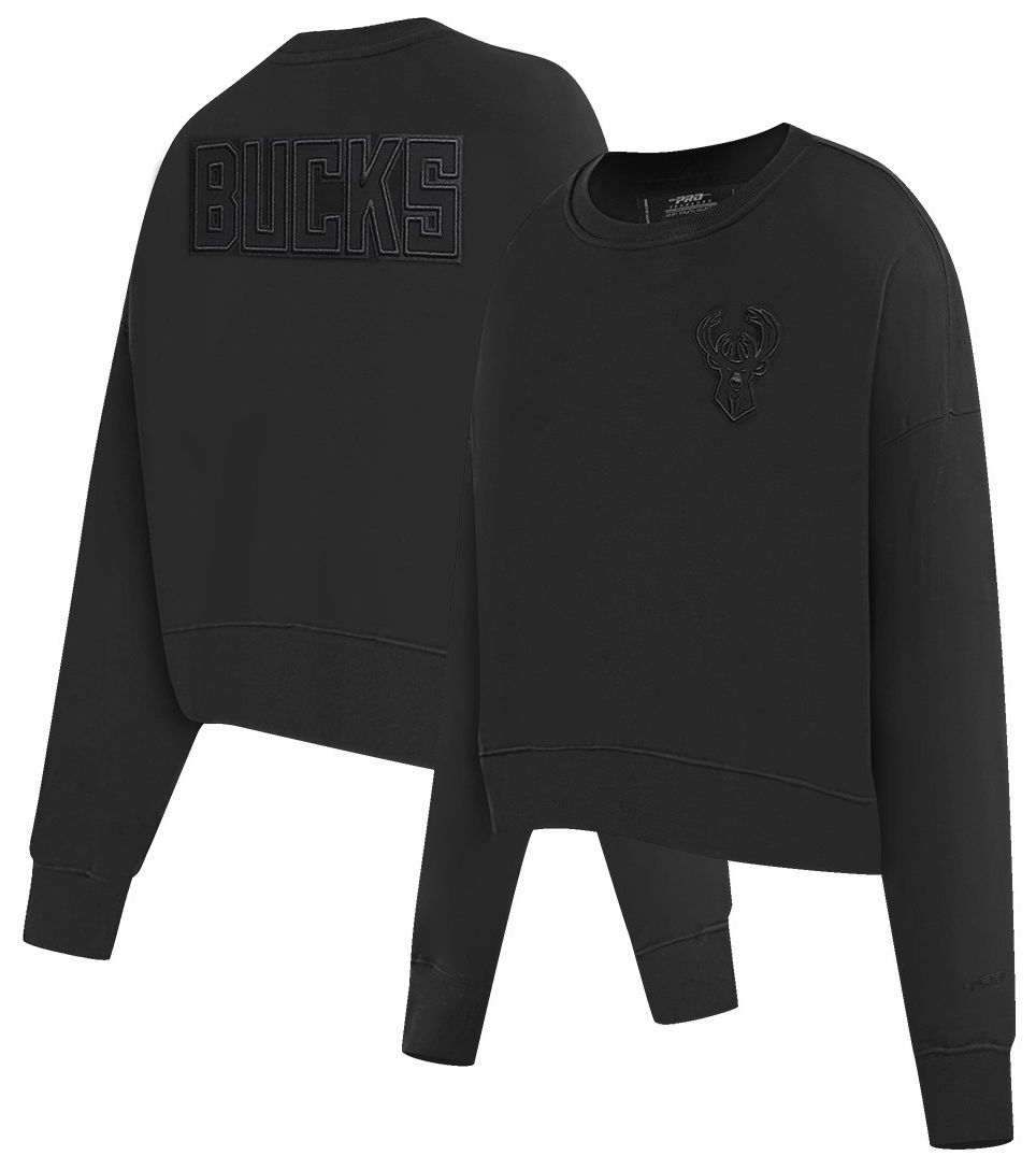 Pro Standard Women's Milwaukee Bucks Black Neutral Fleece Crewneck Sweatshirt