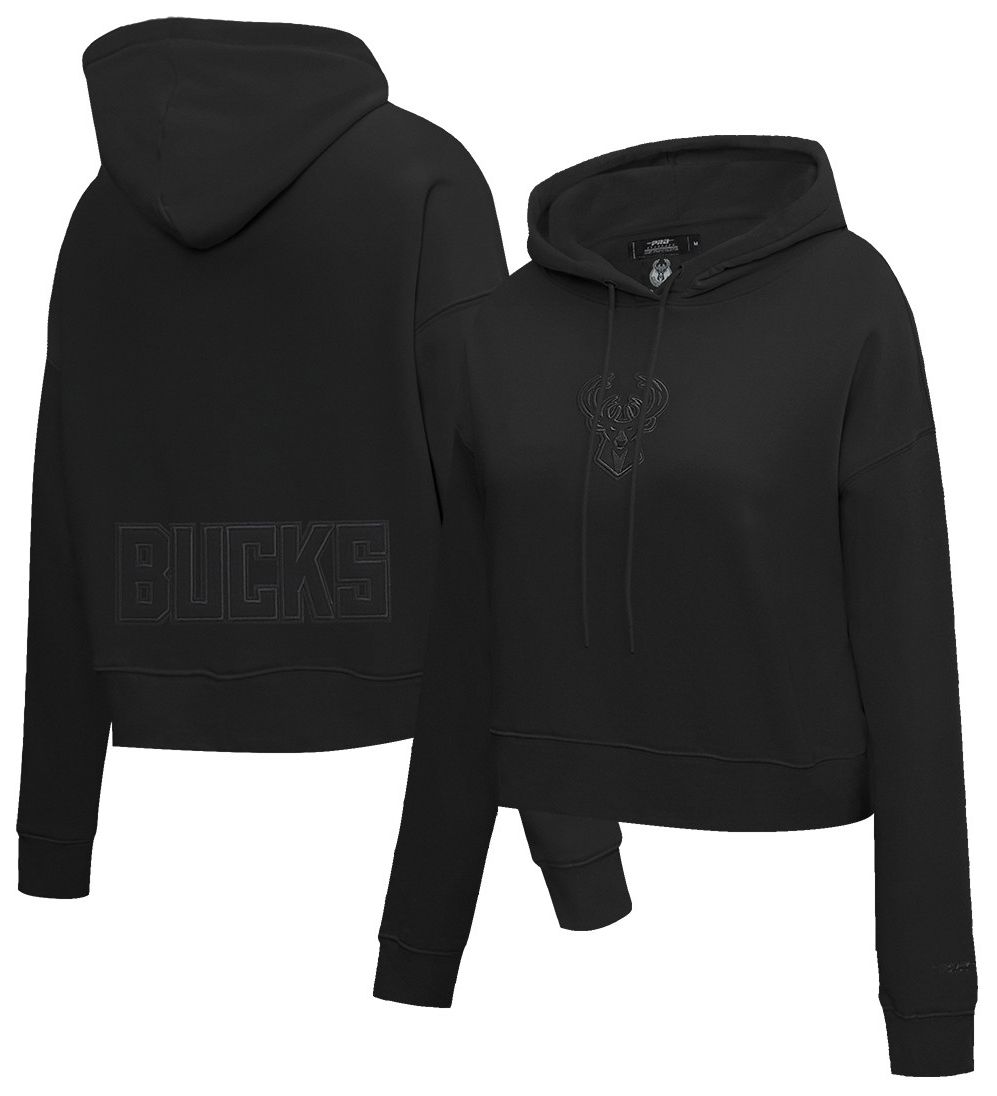 Pro Standard Women's Milwaukee Bucks Black Neutral Cropped Fleece Pullover Hoodie