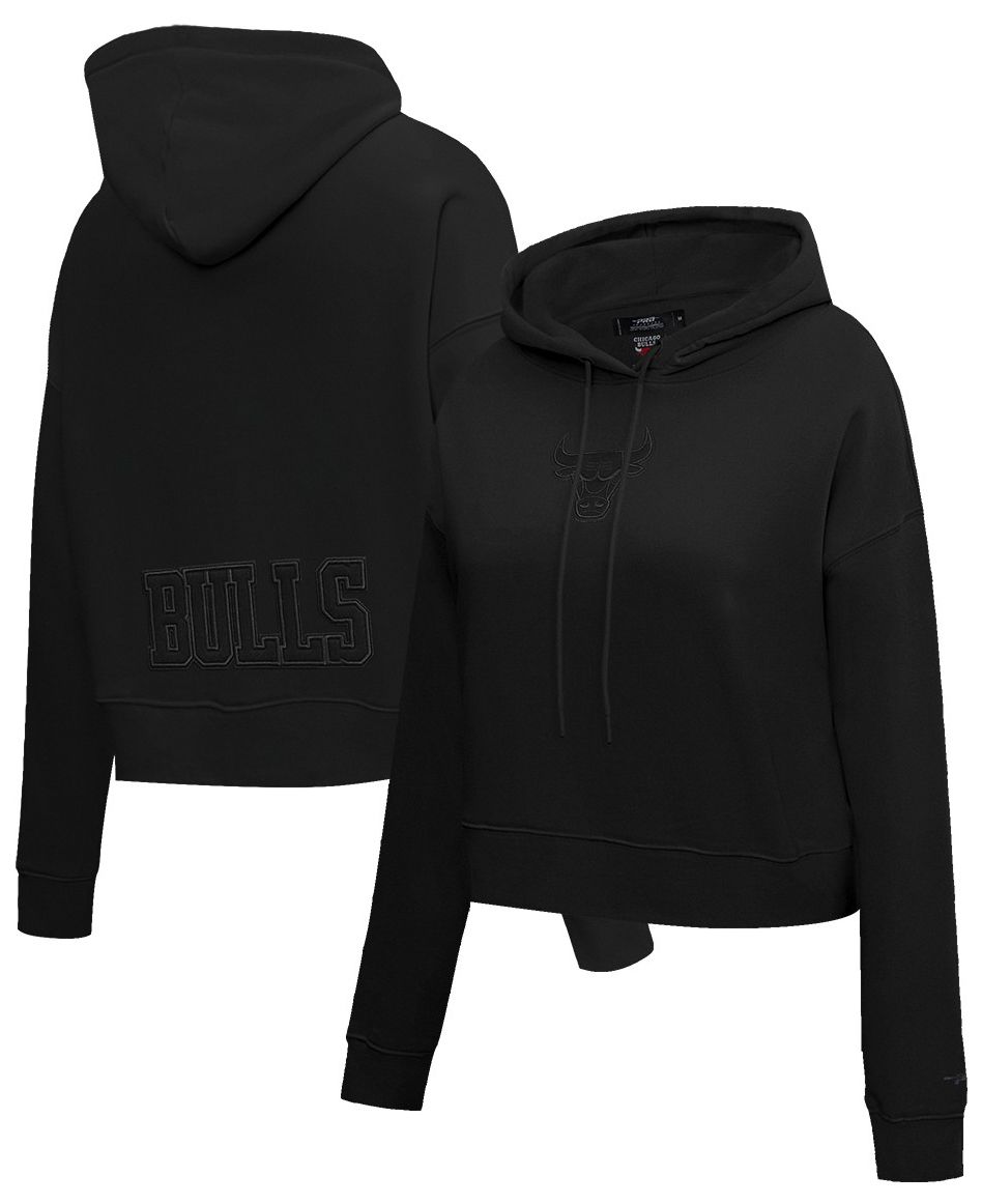Pro Standard Women's Chicago Bulls Black Neutral Cropped Fleece Pullover Hoodie