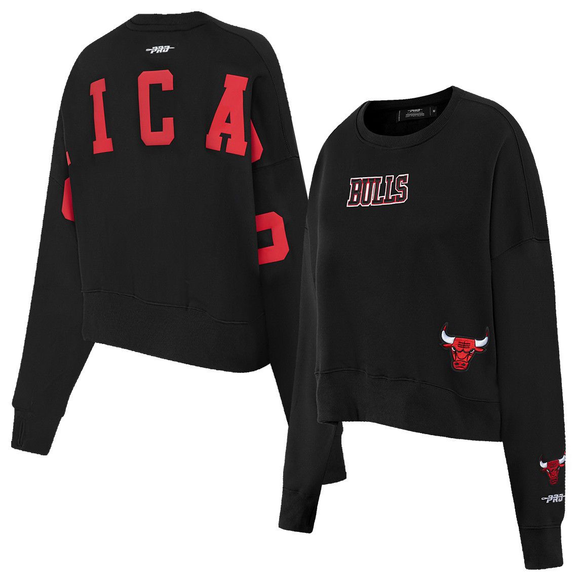 Pro Standard Women's Chicago Bulls Black Wingspan Fleece Crewneck Sweatshirt