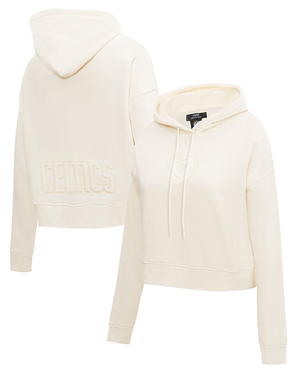 Pro Standard Women's Boston Celtics Off White Neutral Cropped Fleece Pullover Hoodie