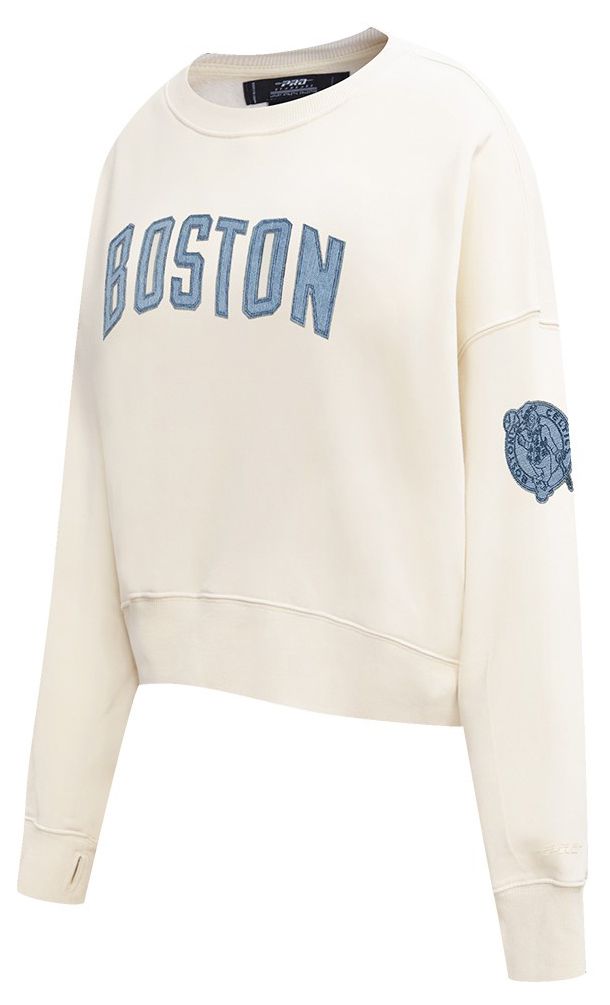 Pro Standard Women's Boston Celtics Linen Varsity Blues Fleece Crewneck Sweatshirt