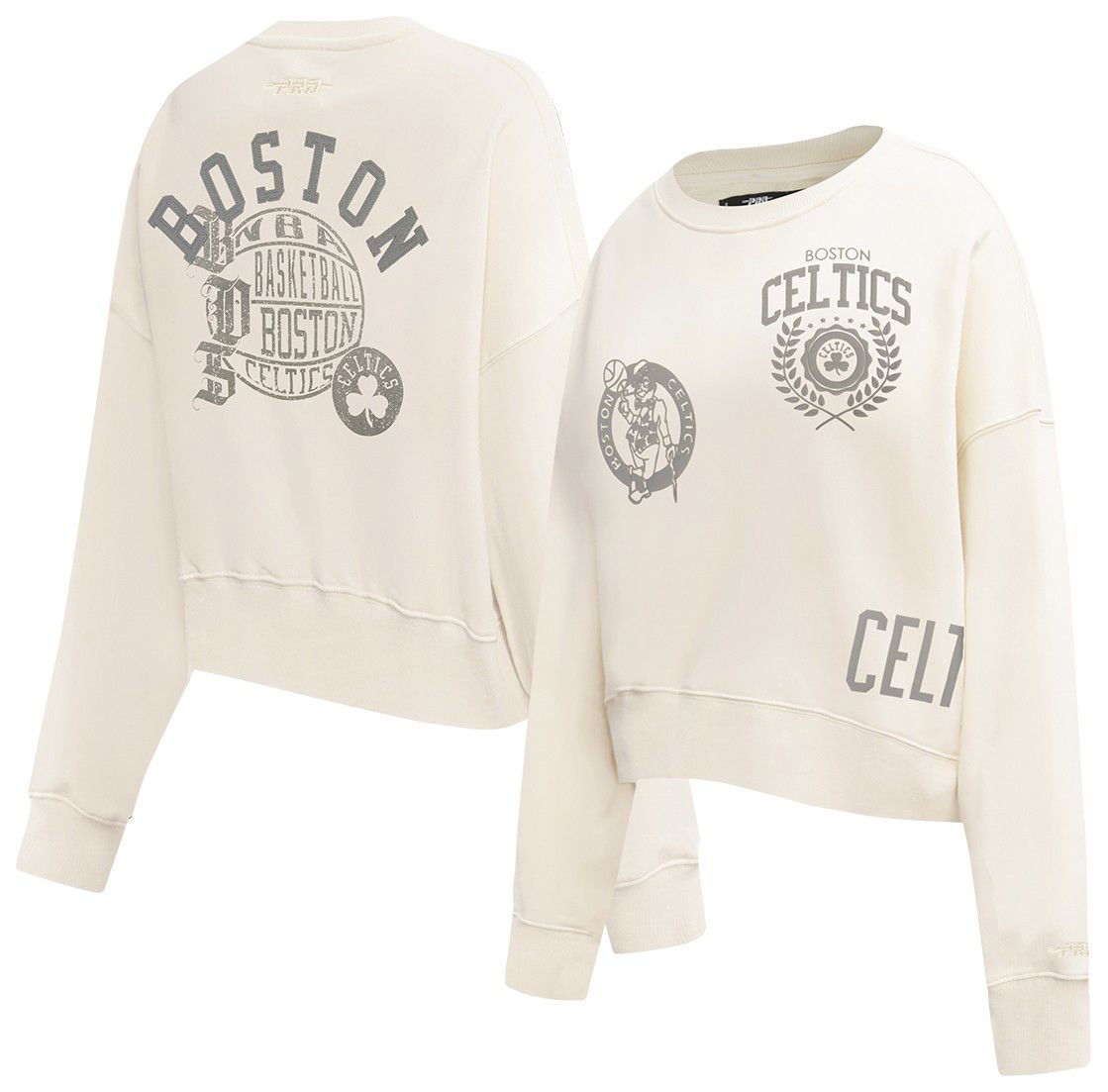 Pro Standard Women's Boston Celtics Off White Street Team Crewneck Sweatshirt