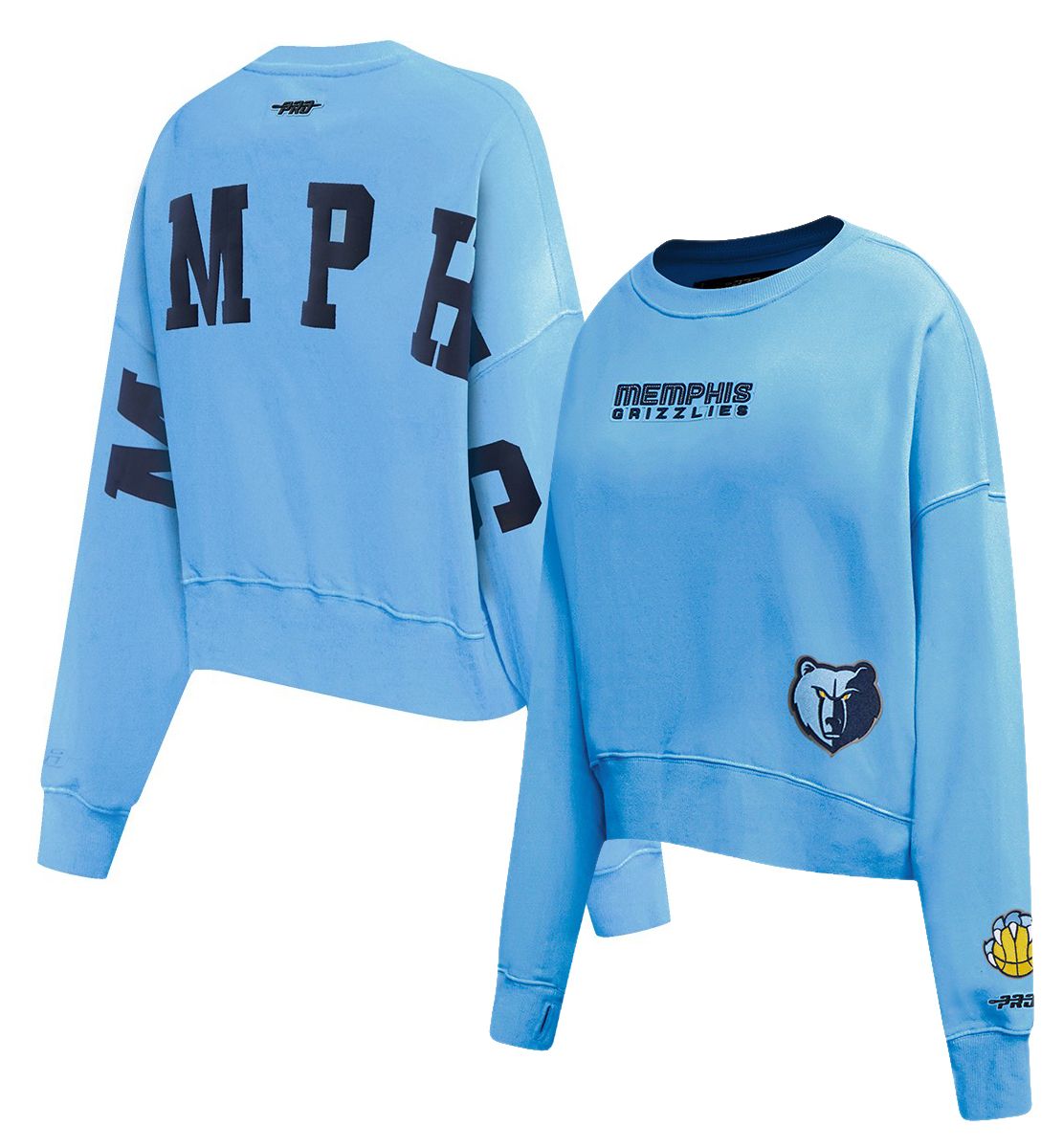 Pro Standard Women's Memphis Grizzlies Blue Wingspan Fleece Crewneck Sweatshirt