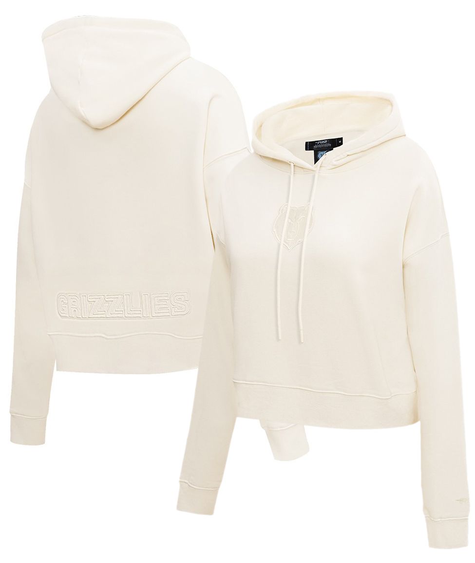 Pro Standard Women's Memphis Grizzlies Off White Neutral Cropped Fleece Pullover Hoodie