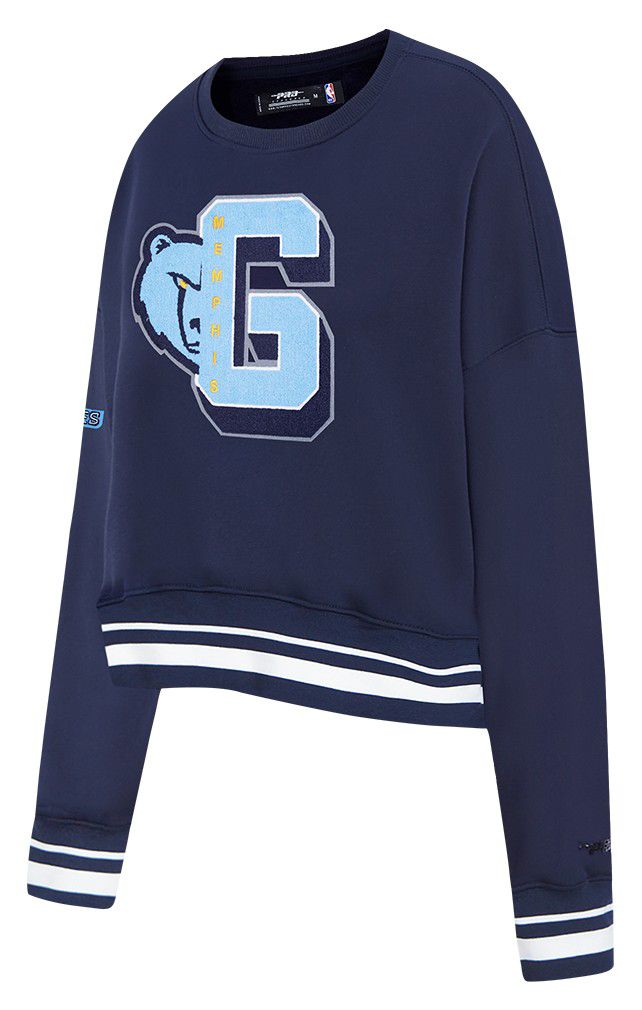 Pro Standard Women's Memphis Grizzlies Navy Mash Up Rib Fleece Crewneck Sweatshirt