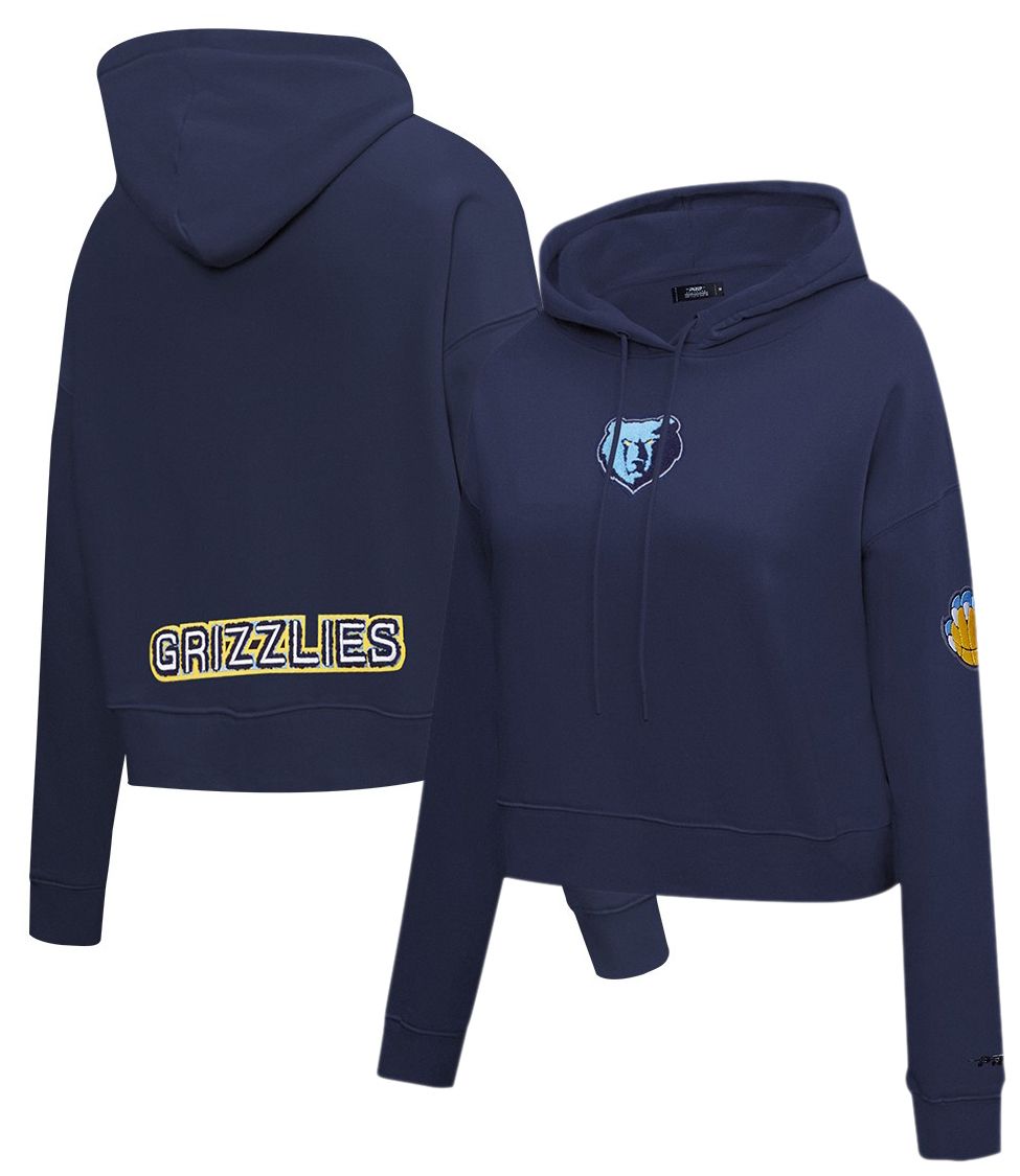 Pro Standard Women's Memphis Grizzlies Navy Classic Cropped Fleece Pullover Hoodie