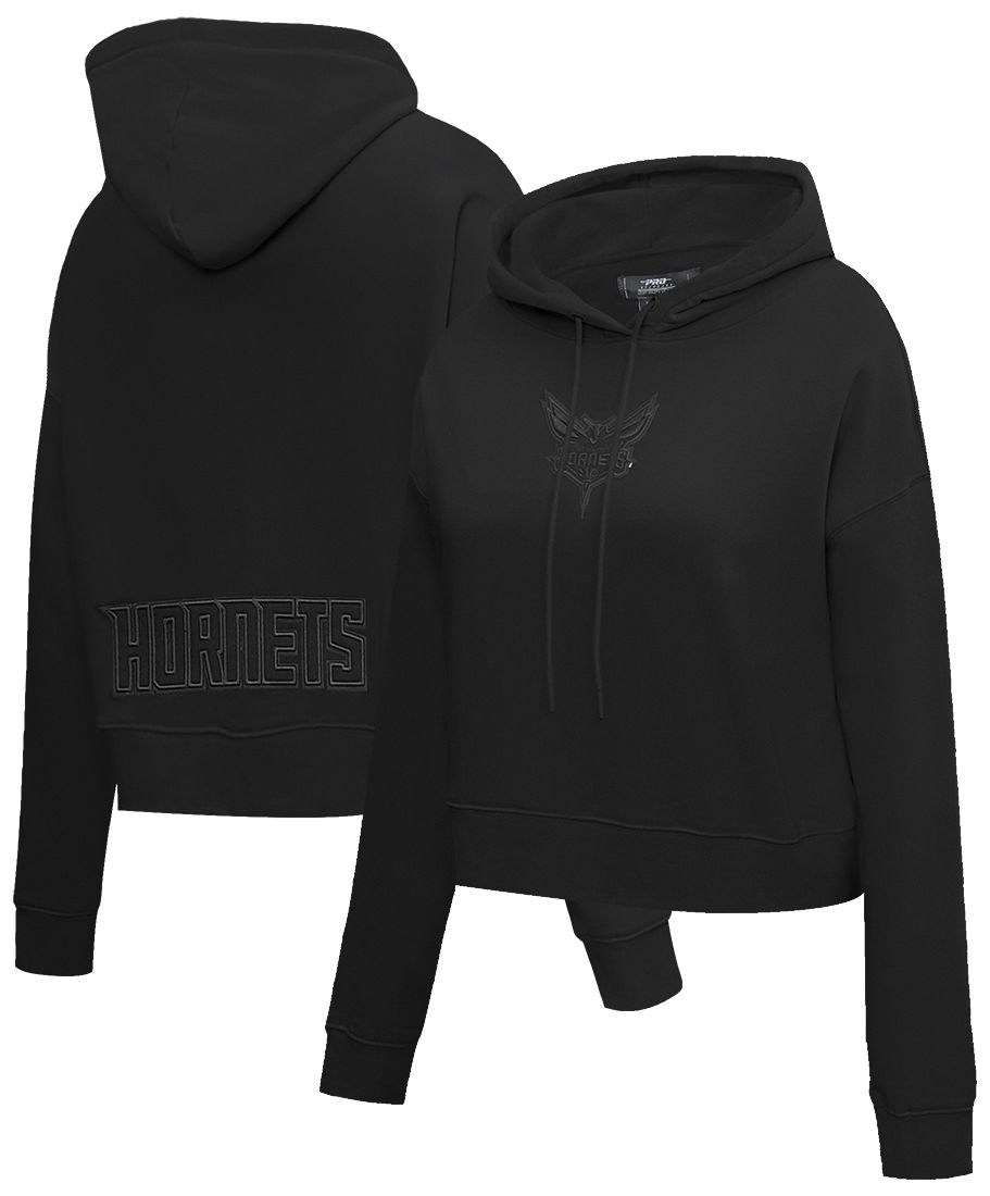 Pro Standard Women's Charlotte Hornets Black Neutral Cropped Fleece Pullover Hoodie