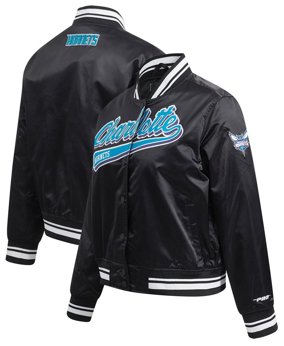 Pro Standard Women's Charlotte Hornets Black Script Tail Satin Jacket