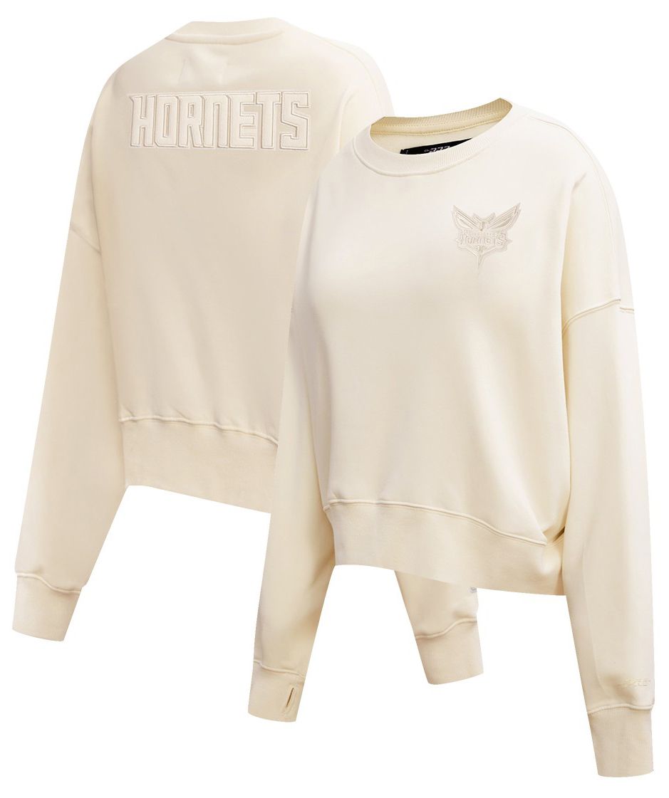 Pro Standard Women's Charlotte Hornets Off White Neutral Fleece Crewneck Sweatshirt
