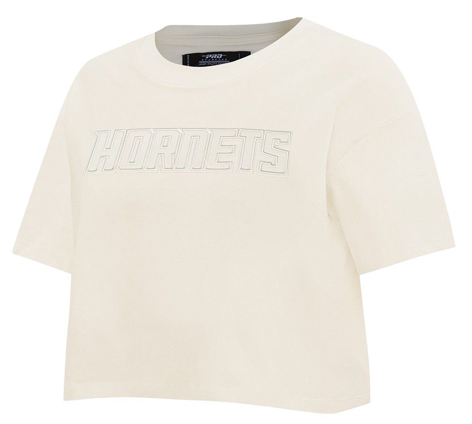 Pro Standard Women's Charlotte Hornets Off-White Neutral Boxy Cropped T-Shirt